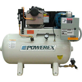 Powerex STS075432 7.5 HP Oil-less Scroll Compressor 120 Gal Horizontal 116 PSI 3 Phase 208-230V STS075432