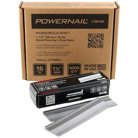 Collated Flooring Nail, 1-1/2 in L, 16, L-Head Head, 5000 PK MPN:L150165