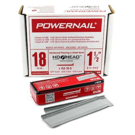 Collated Flooring Nail, 1-1/2 in L, 18, L-Head Head, 5000 PK MPN:L150185