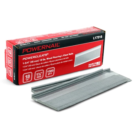 Collated Flooring Nail, 1-3/4 in L, 18, L-Head Head, 1000 PK MPN:L17518