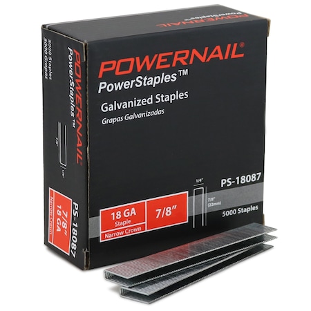 18 ga, Narrow Crown, 7/8 in Leg L, 5000 PK MPN:PS18087