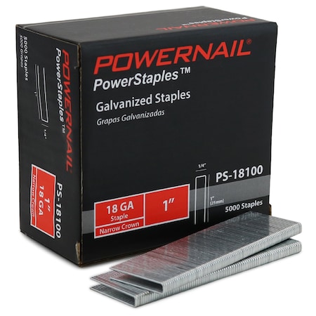 18 ga, Narrow Crown, 1 in Leg L, 5000 PK MPN:PS18100