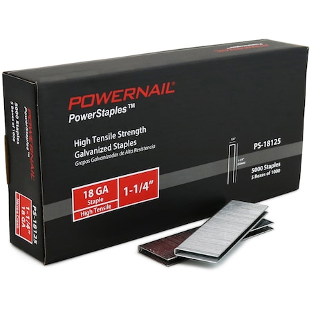 18 ga, Narrow Crown, 1-1/4 in Leg L, 5000 PK MPN:PS18125