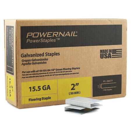 Flooring Staples, 15.5 ga, 2 in Leg L, Steel, 7700 PK MPN:PS20077