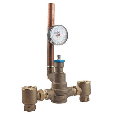 Mixing Valve, Lead Free Brass, 125 psi MPN:LFSH1432 W/TP GAUGE