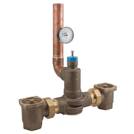2 in. Thermostatic Mixing Valve w/ 201 GPM at 45 PSI, Lead-Free Brass MPN:LFSH1435 W/TP GAUGE