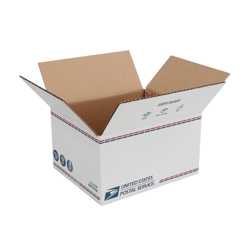 United States Post Office Shipping Box, 11in x 9in x 6in, White (Min Order Qty 48) MPN:AAODUSPS11X9X6