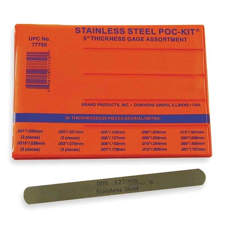 Stainless Steel Poc-Kitthickness Gage Assortmen MPN:77750