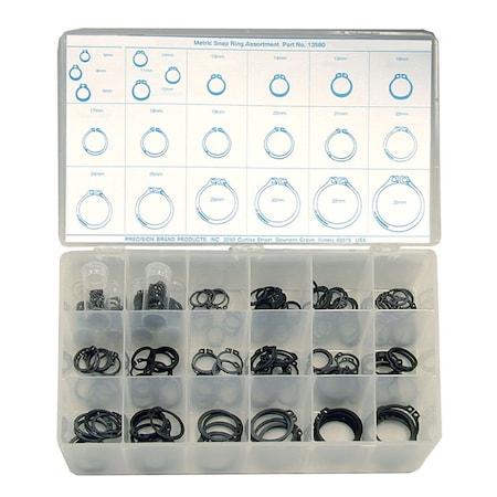 External Retaining Ring Assortment, Spring Steel, 300 Pieces MPN:12900