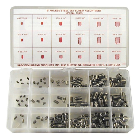 Set Screw Assortment, 200 pcs. MPN:12950