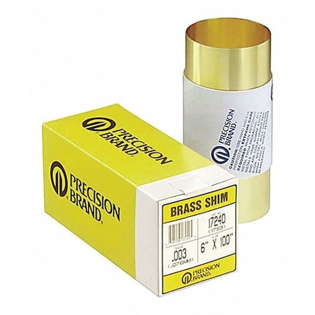 Shim Stock, Roll, Brass, 0.0020 In, 6 In MPN:17725
