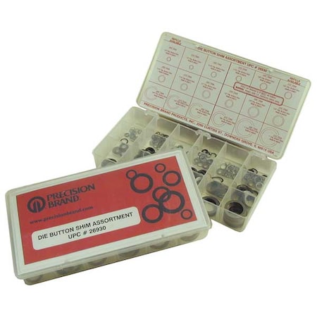 Die Button Shim Assortment, 450 pcs, Steel MPN:26930