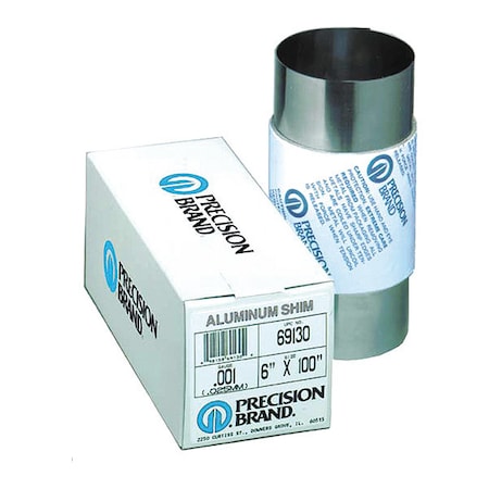Shim Stock, Roll, Aluminum, 0.0050 In, 6 In MPN:69320