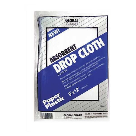 Drop Cloth, Paper, Plastic, 9x12 ft., PK12 MPN:50440