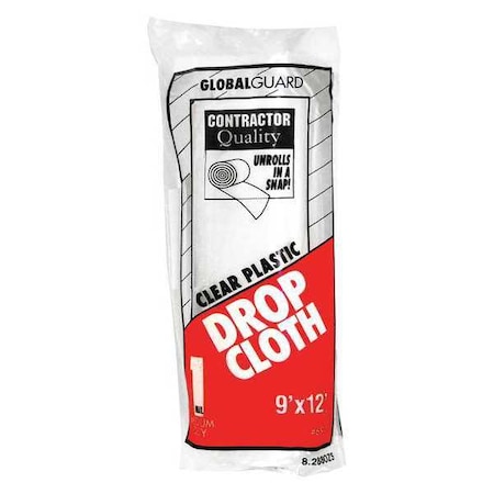 Drop Cloth, Clear, Plastic, 9x12 ft., PK24 MPN:697
