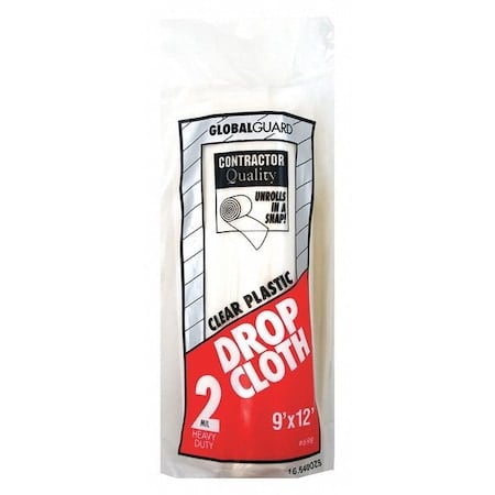 Drop Cloth, Clear, Plastic, 9x12 ft., PK12 MPN:699
