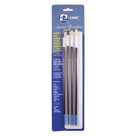 #2, #4, #8 Artist Red Sable Bristle, Paint Brush Set, Wood Handle, 12 PK MPN:AR10104