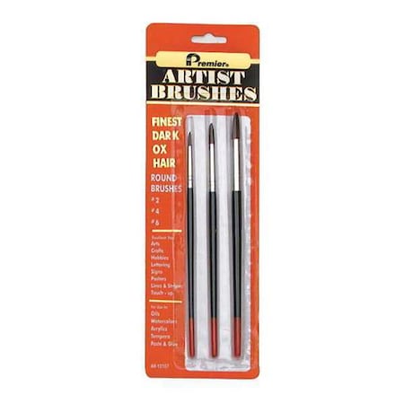 #2, #4, #6 Artist Ox Hair Bristle, Paint Brush Set, Wood Handle, 12 PK MPN:AR10107