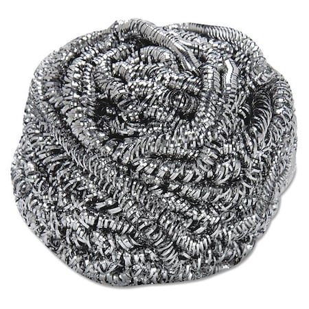 Stainless Steel Scrubber, Steel Gray, PK12 MPN:54918