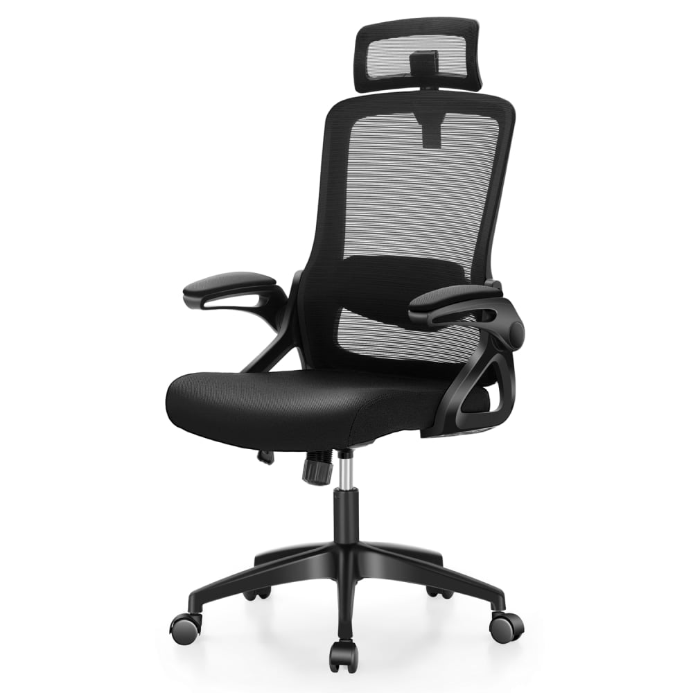 ALPHA HOME Ergonomic Mesh Mid-Back Office Task Chair With Adjustable Headrest, Black MPN:IF-204-BK