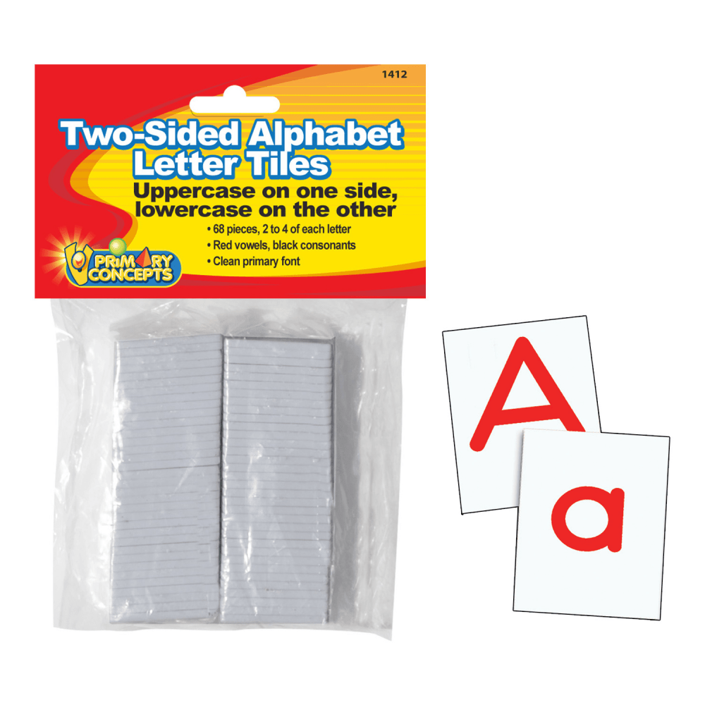 Primary Concepts 2-Sided Alphabet Letter Tiles, Grades Pre-K To 3, Pack Of 68 Tiles MPN:PC-1412