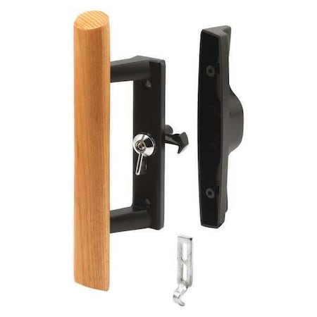 Black Diecast with Hardwood Handle Surface Hook Sliding Patio Door (Single Pack) MPN:C 1107