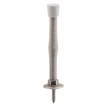Door Stop, 3 in. Reach, Spring Steel, Satin Nickel, Heavy Duty, PK10 MPN:MP10112