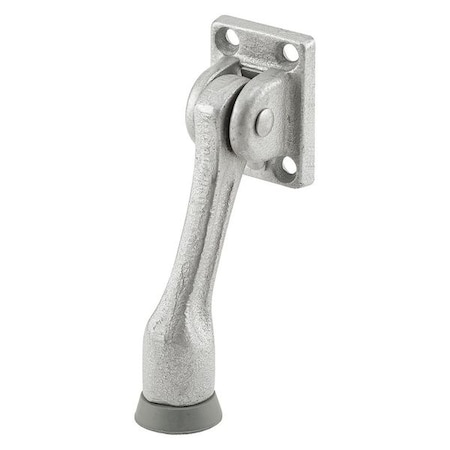 Door Holder, 4 in. Drop Down, Cast Iron, Aluminum Painted Color, Gray Rubber (Single Pack) MPN:MP4551