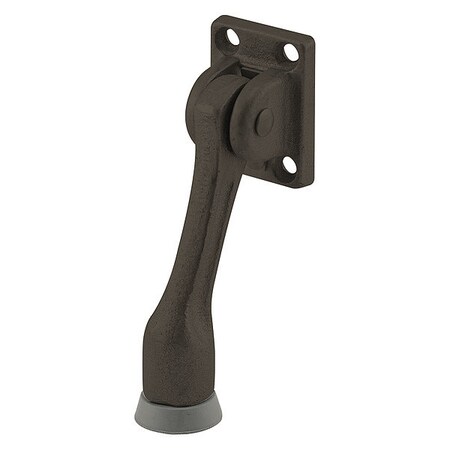 Door Holder, 4 in. Drop Down, Cast Iron, Bronze Painted Color, Gray Rubber (Single Pack) MPN:MP4552