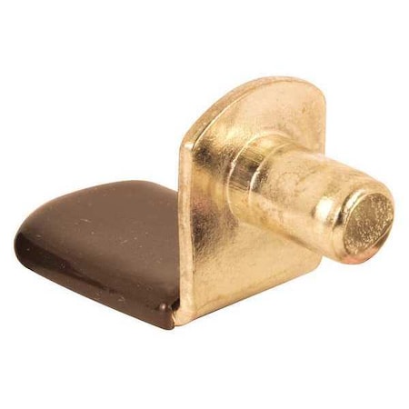 Shelf Support Peg, 1/4 in. Diameter Brass Plated Steel with a Brown Vinyl Tip, PK8 MPN:U 10184