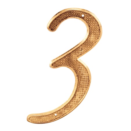 4 in. House Number 3, Diecast, Brass Finish, PK2 MPN:MP4283