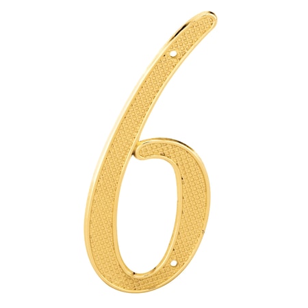 4 in. House Number 6, Diecast, Brass Finish, PK2 MPN:MP4286