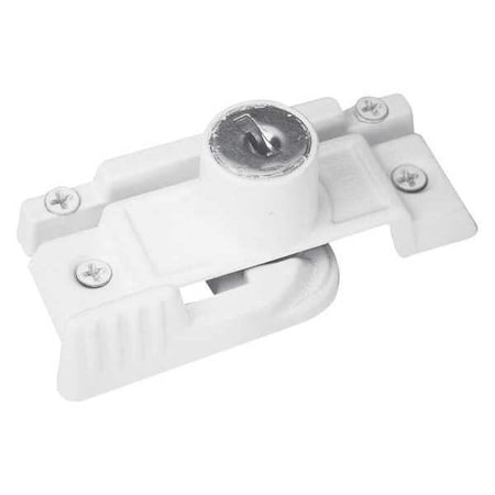 Keyed Child-Proof Sash Lock, 2-1/4 in. Hole Centers, Diecast Zinc, Painted White (Single Pack) MPN:U 9933