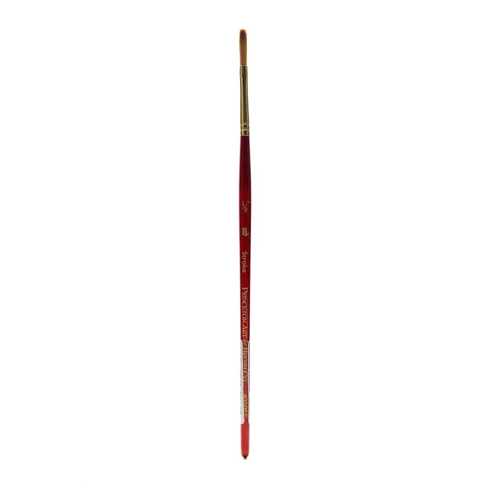 Princeton Series 4050 Heritage Synthetic Sable Watercolor Short-Handle Paint Brush, 1/8in, Stroke Bristle, Sable Hair, Red MPN:4050ST-012