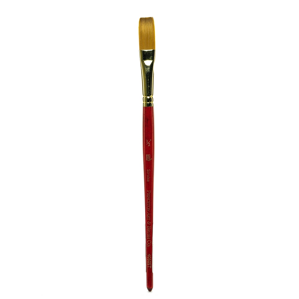Princeton Series 4050 Heritage Synthetic Sable Watercolor Short-Handle Paint Brush, 1/2in, Stroke Bristle, Sable Hair, Red MPN:4050ST-050