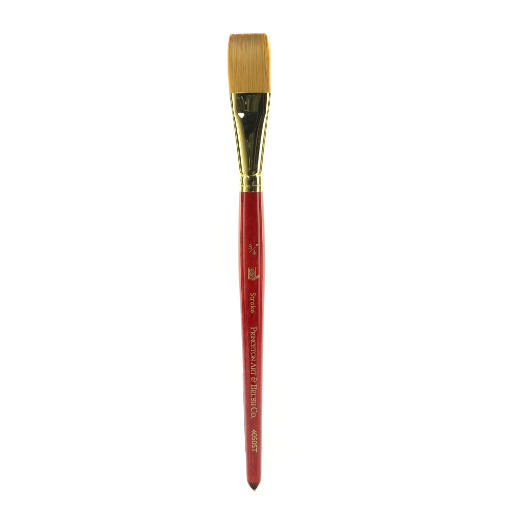 Princeton Series 4050 Heritage Synthetic Sable Watercolor Short-Handle Paint Brush, 3/4in, Stroke Bristle, Sable Hair, Red MPN:4050ST-075