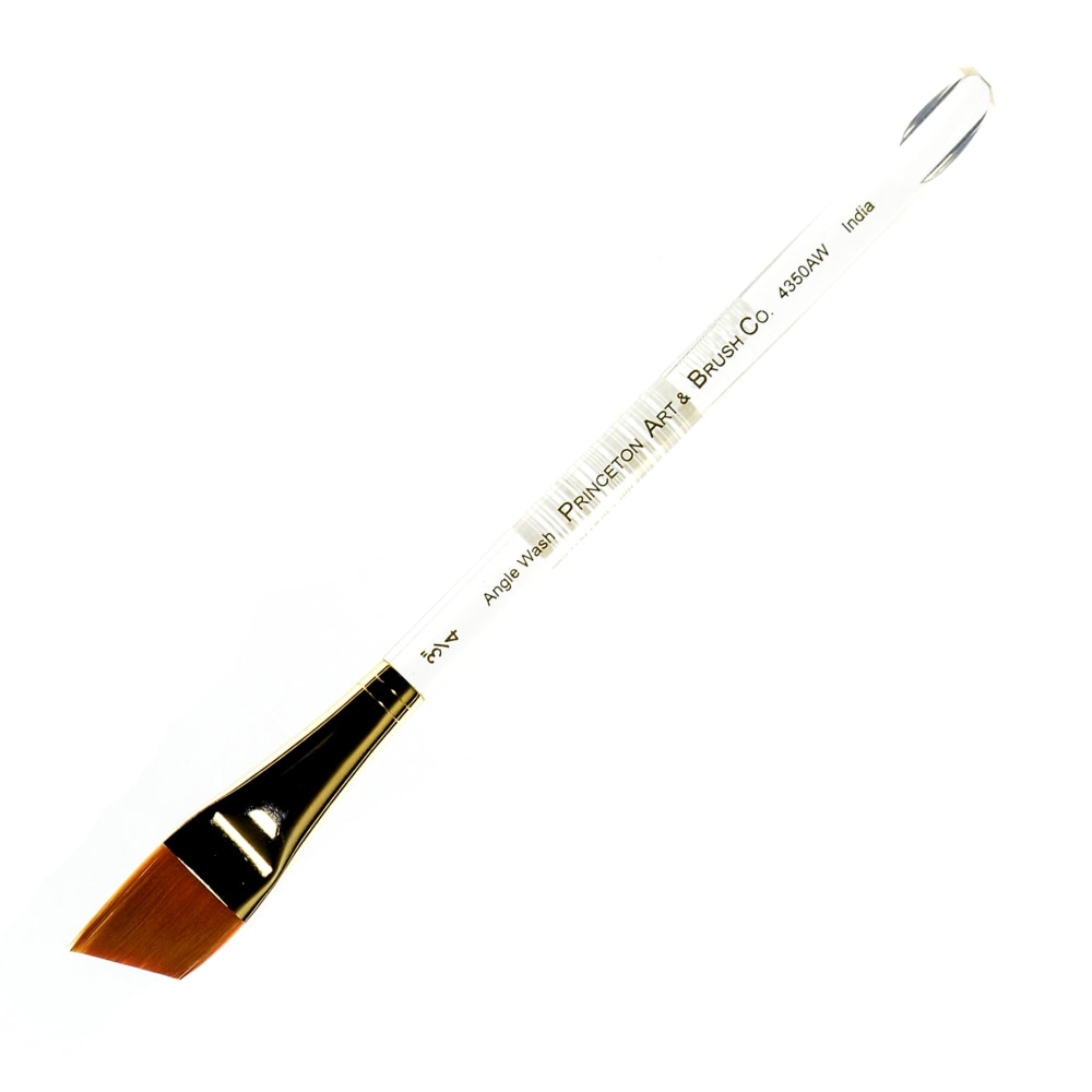Princeton Series 4350 Ashley Synthetic Paint Brush, 3/4in, Angular Wash Bristle, Synthetic, Green MPN:4350AW-075