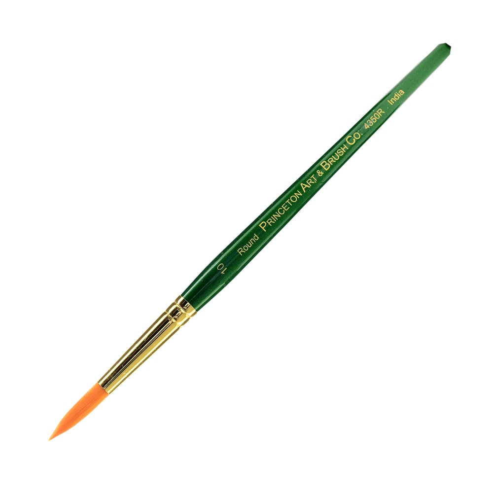 Princeton Series 4350 Ashley Paint Brush, Size 10, Round Bristle, Synthetic, Green MPN:4350R-10
