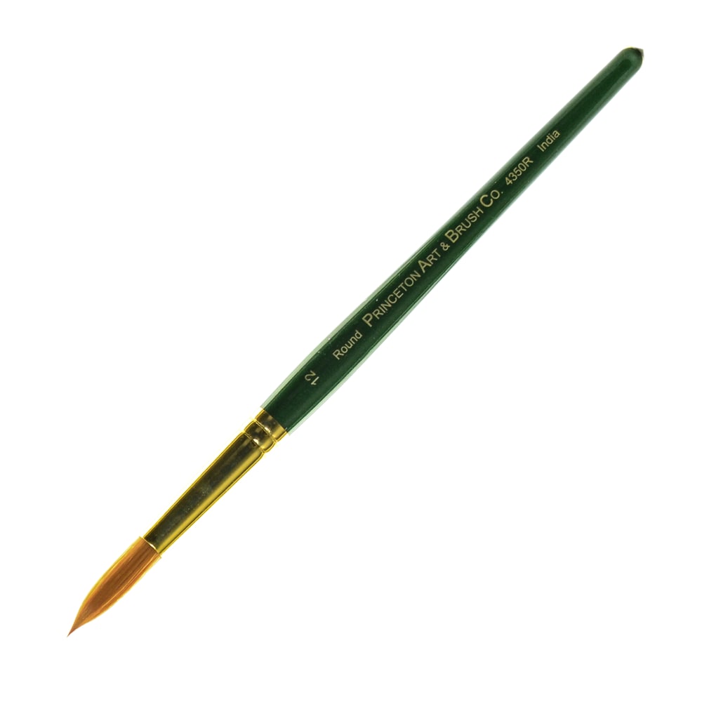 Princeton Series 4350 Ashley Paint Brush, Size 12, Round Bristle, Synthetic, Green MPN:4350R-12