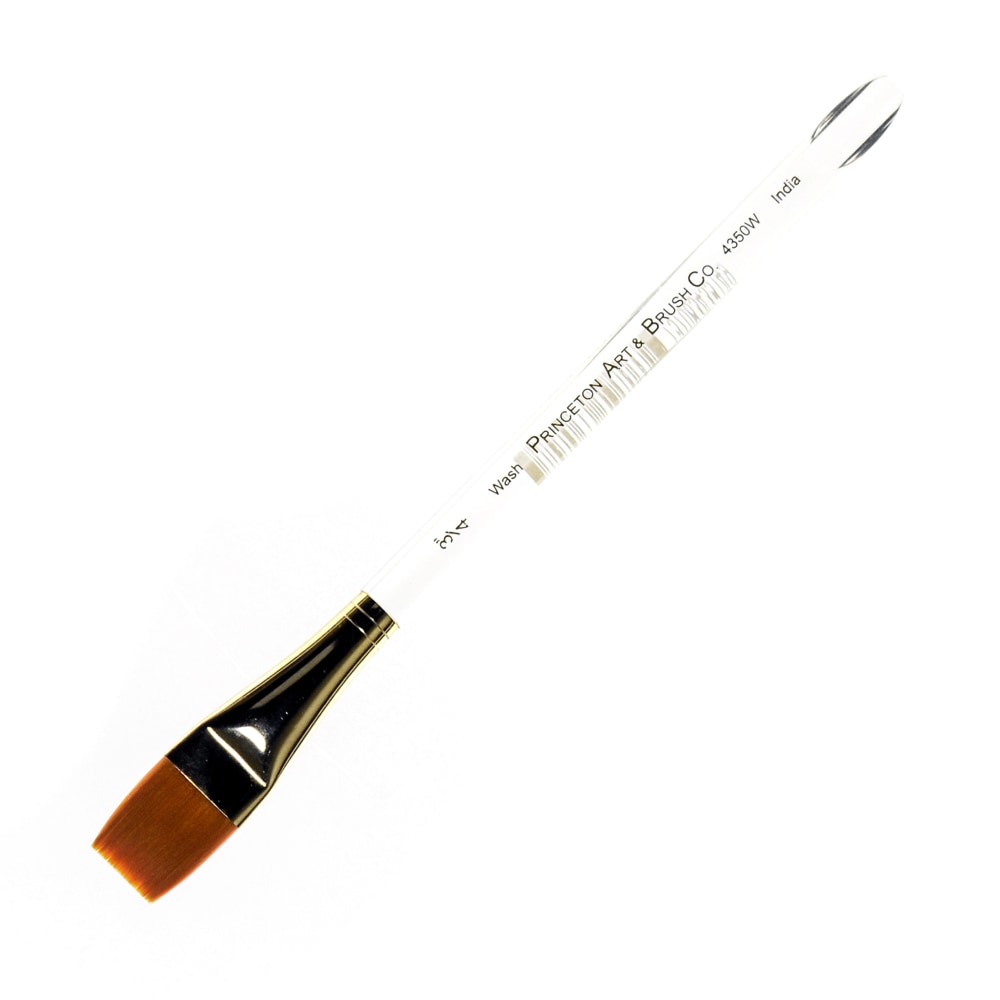 Princeton Series 4350 Paint Brush, 3/4in, Square Wash Bristle, Synthetic, Green MPN:4350W-075