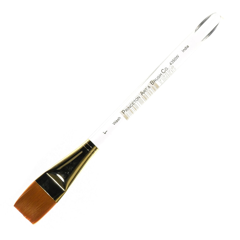 Princeton Series 4350 Ashley Paint Brush, 1in, Square Wash Bristle, Synthetic, Green MPN:4350W-100
