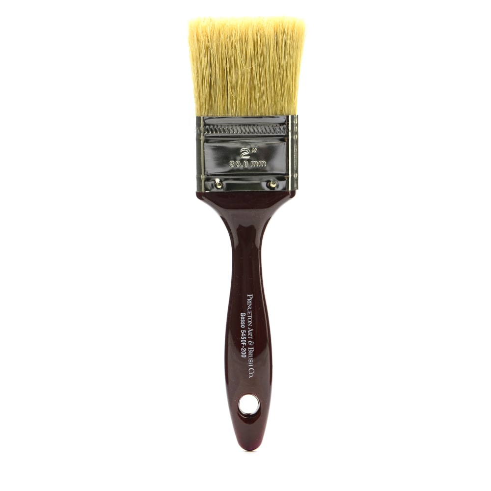Princeton Gesso Paint Brush Series 5450, 2in, Flat Bristle, Natural, Burgundy MPN:5450F-200
