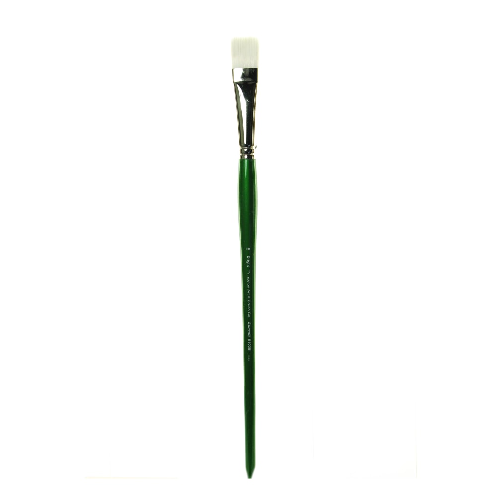 Princeton Synthetic Bristle Oil And Acrylic Paint Brush 6100, Size 10, Bright Bristle, Synthetic, Green MPN:6100B-10