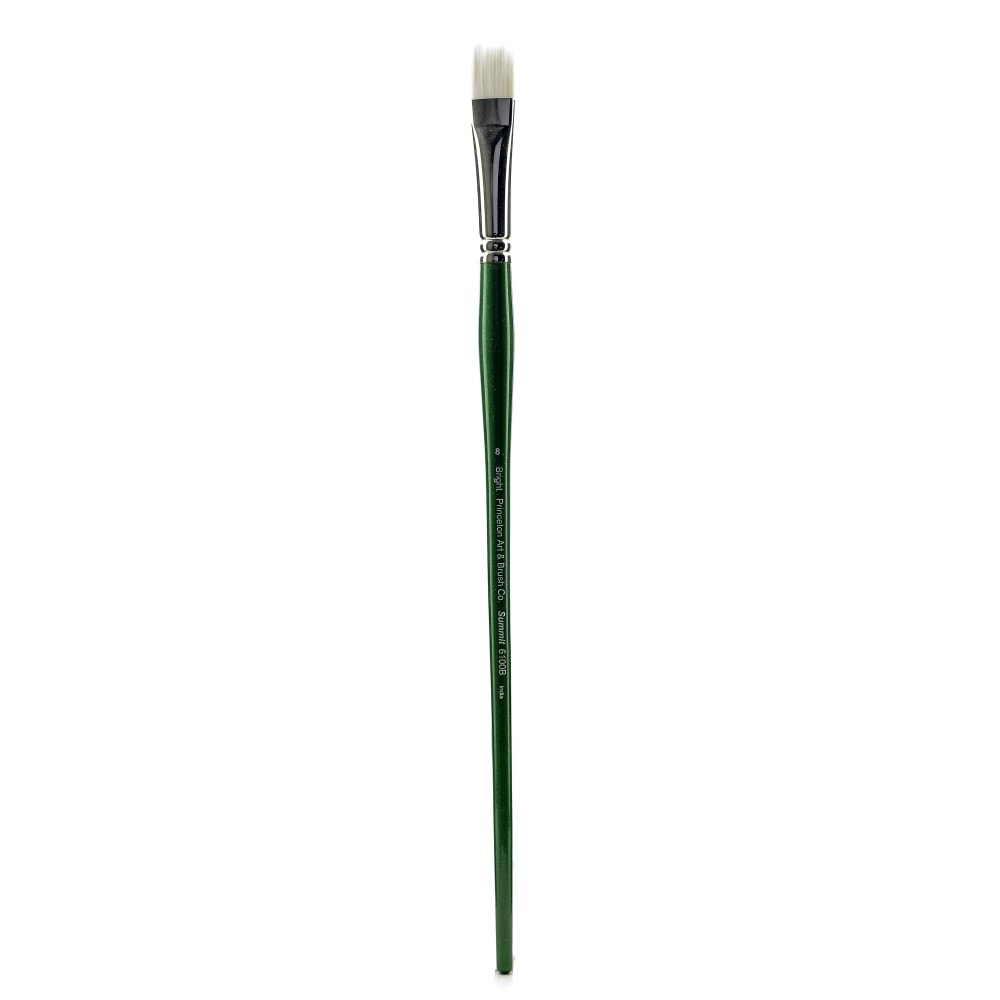 Princeton Synthetic Bristle Oil And Acrylic Paint Brush 6100, Size 8, Bright Bristle, Synthetic, Green MPN:6100B-8
