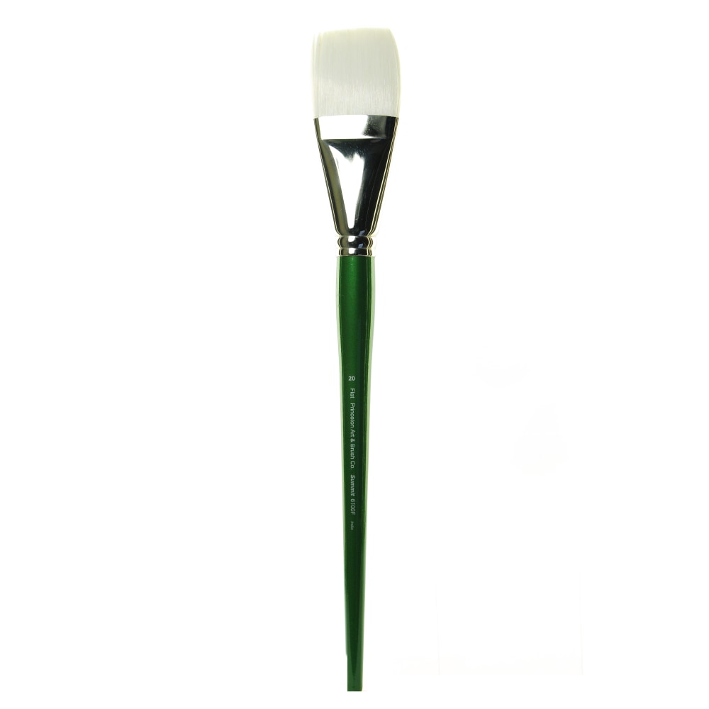 Princeton Synthetic Bristle Oil And Acrylic Paint Brush 6100, Size 20, Flat Bristle, Synthetic, Green MPN:6100F-20
