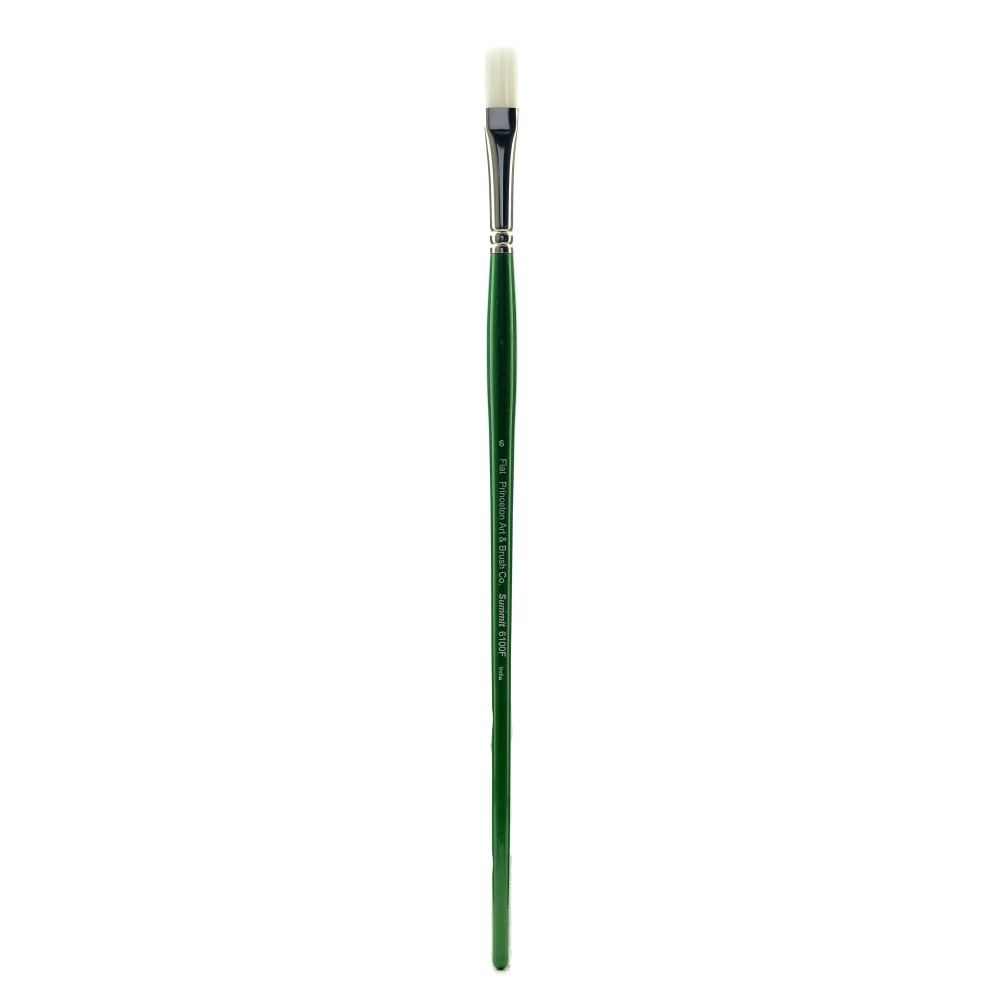 Princeton Oil And Acrylic Paint Brush 6100, Size 6, Flat Bristle, Syntheitc, Green MPN:6100F-6