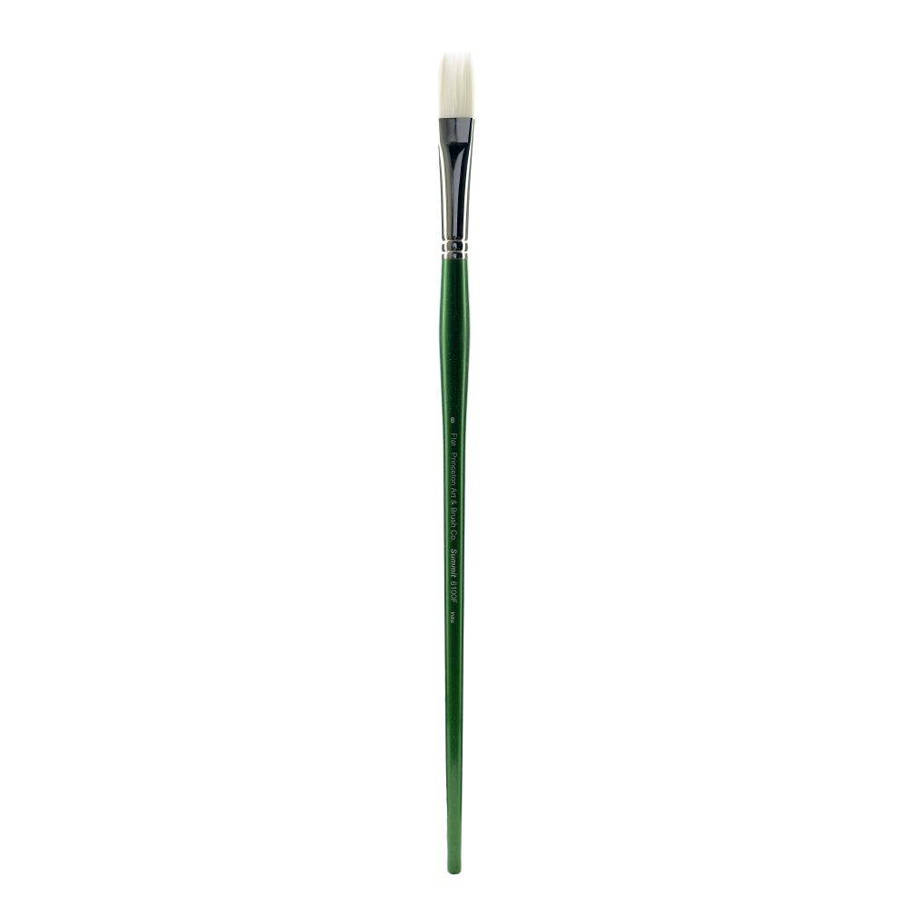 Princeton Synthetic Bristle Oil And Acrylic Paint Brush 6100, Size 8, Flat Bristle, Synthteic, Green MPN:6100F-8