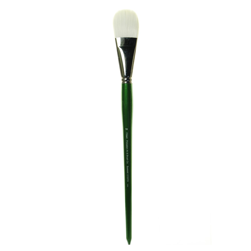 Princeton Bristle Oil And Acrylic Paint Brush 6100, Size 16, Filbert Bristle, Syntheitc, Green MPN:6100FB-16