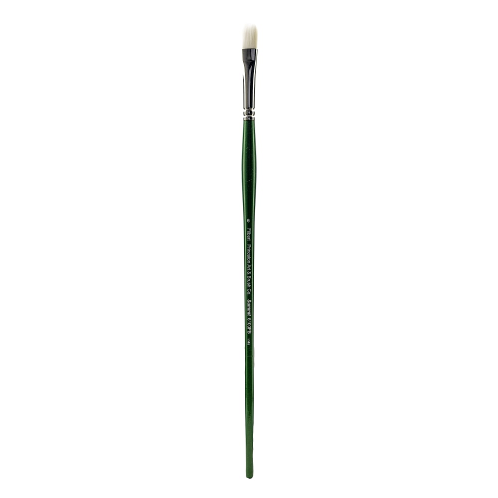 Princeton 6100 Synthetic Bristle Oil And Acrylic Paint Brush, Size 6, Filbert Bristle, Syntheitc, Green MPN:6100FB-6