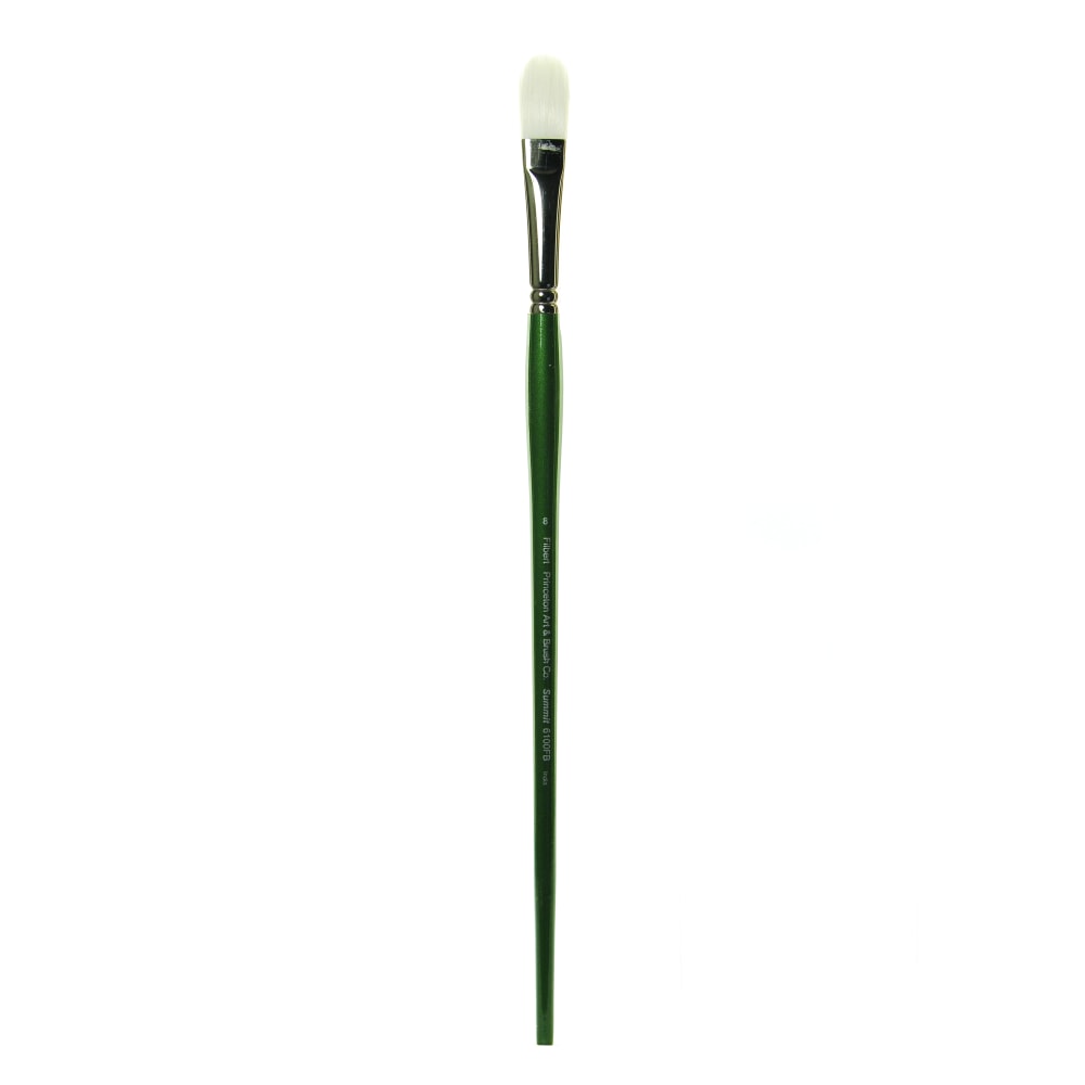 Princeton Synthetic Bristle Oil And Acrylic Paint Brush 6100, Size 8, Filbert Bristle, Synthetic, Green MPN:6100FB-8